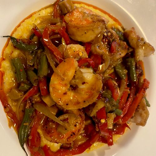 Asian inspired shrimp and grits