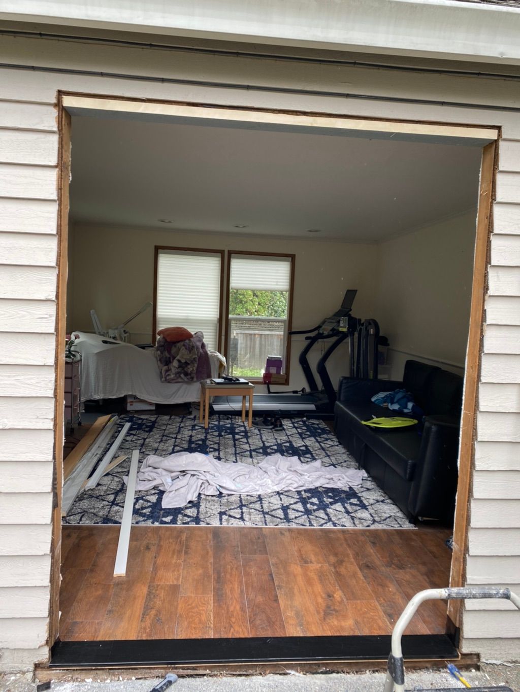 Before cutting open for sliding door