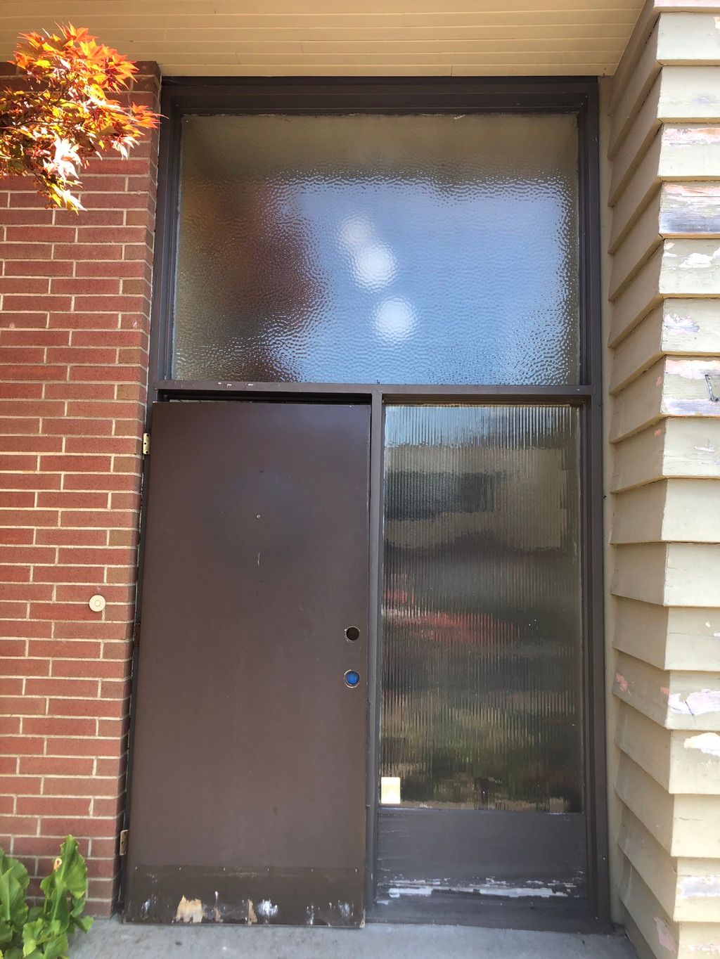 Before single exterior door with one side light an