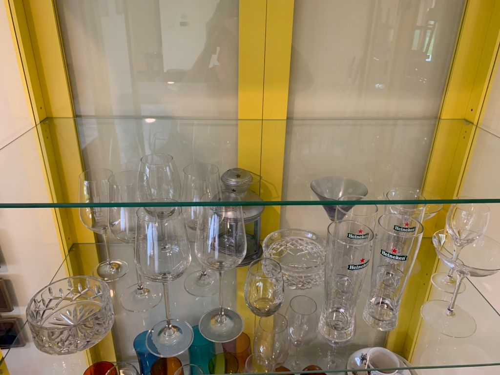 Cups are carefully removed and glass is completely