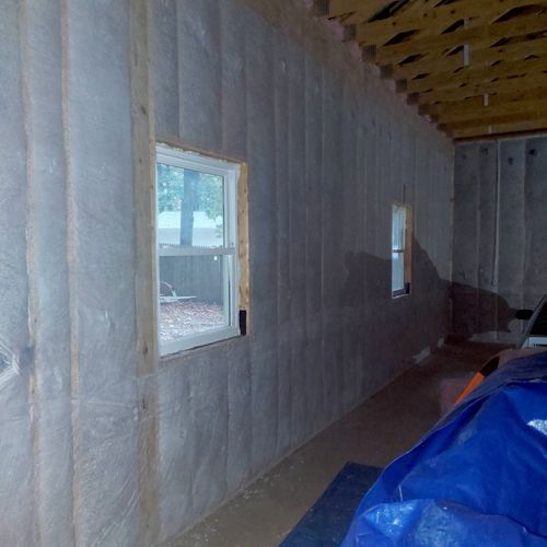 Densepack Cellulose Insulation in Garage walls 