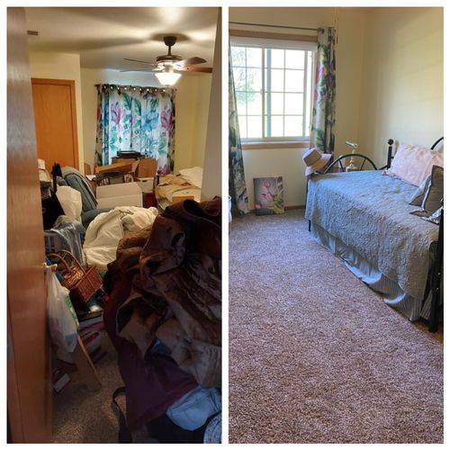 Before and after bedroom reorganization 