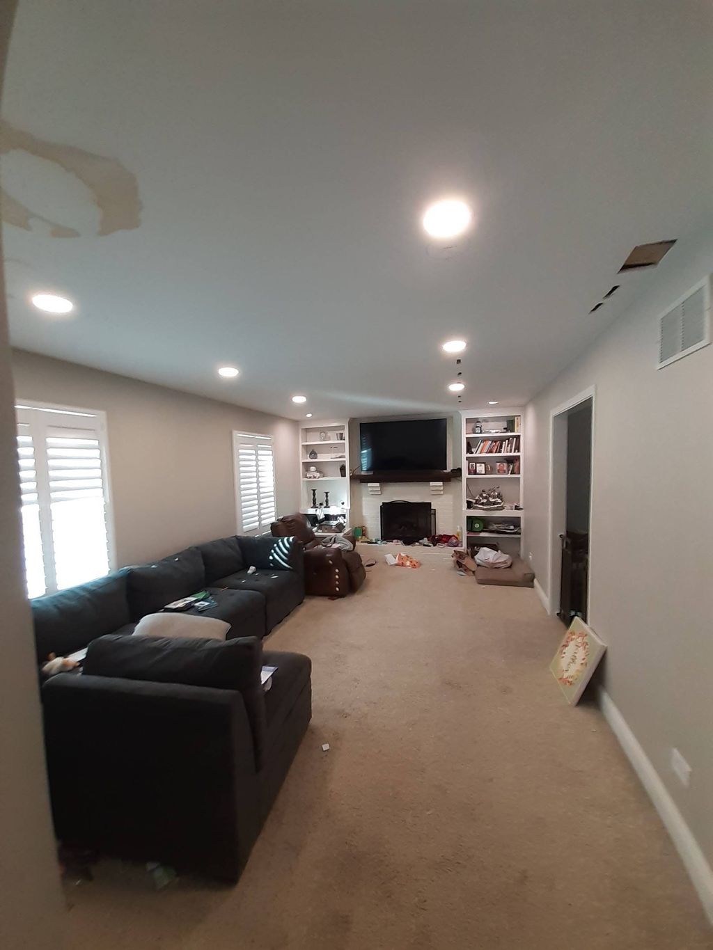 6 LED rec lts before drywall repair