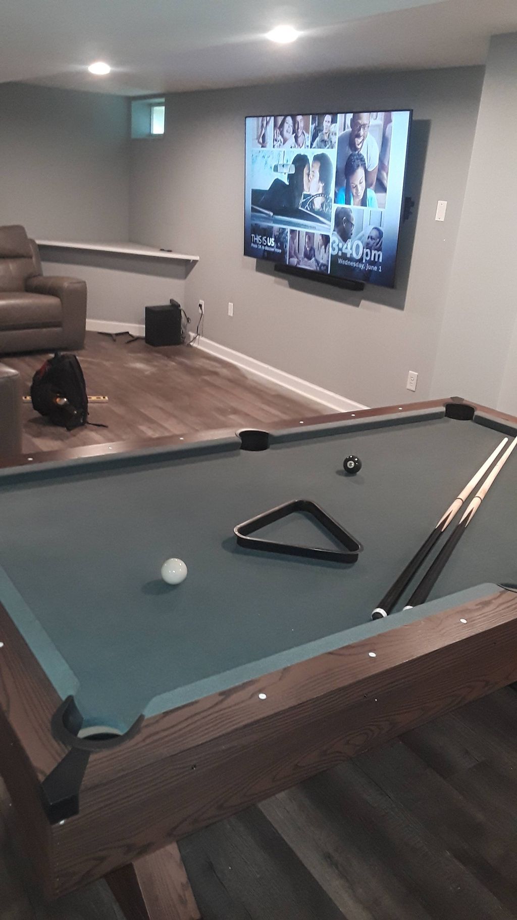 85" T.v Mounted & Pool table Assembly 