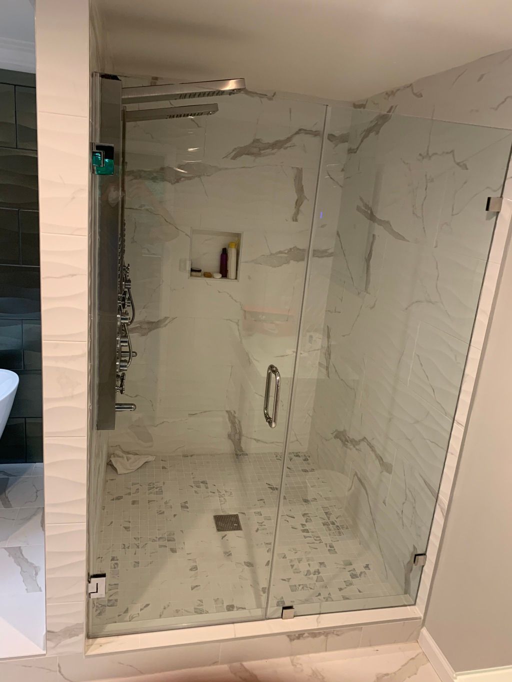 Frameless shower door installation 