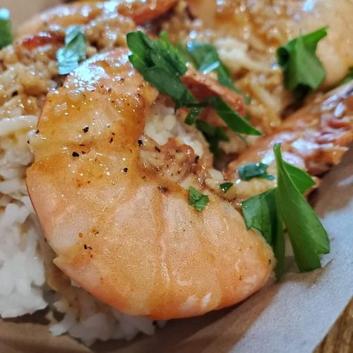 Cajun bbq shrimp with rice