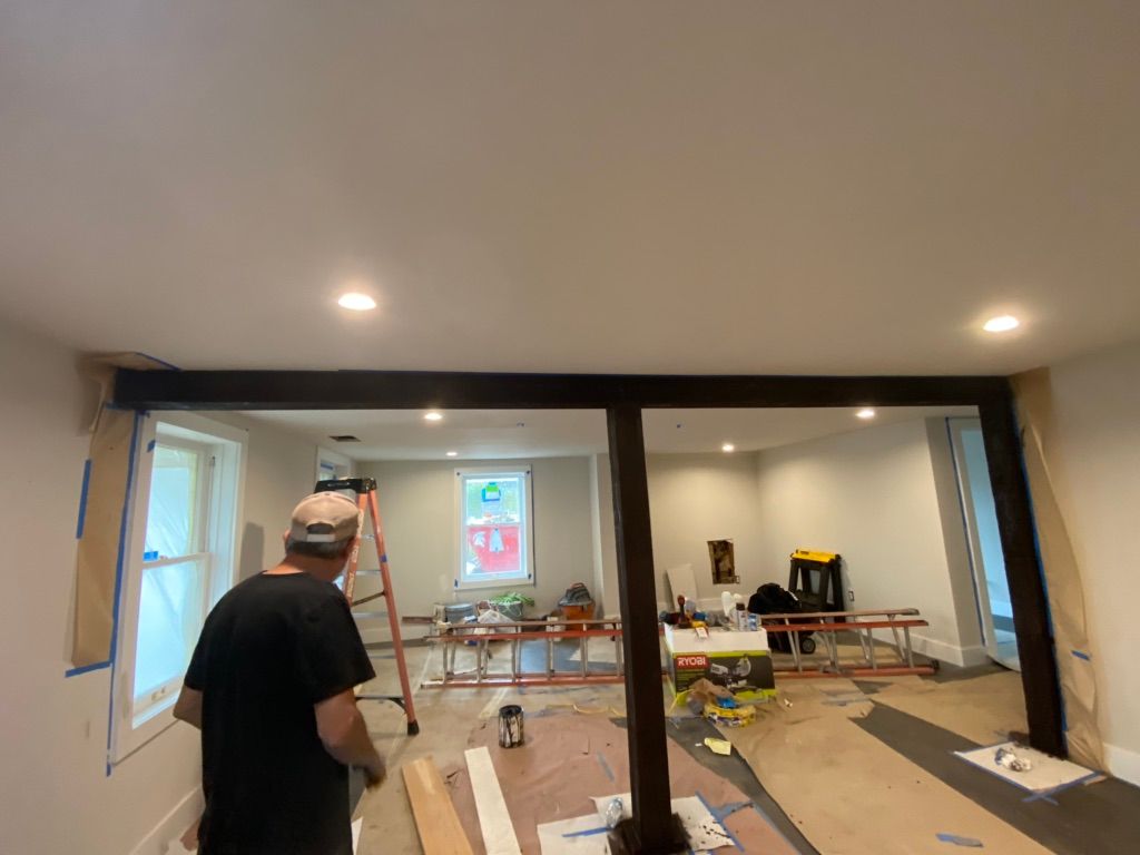 We did the sheet rock lighting and the painting in