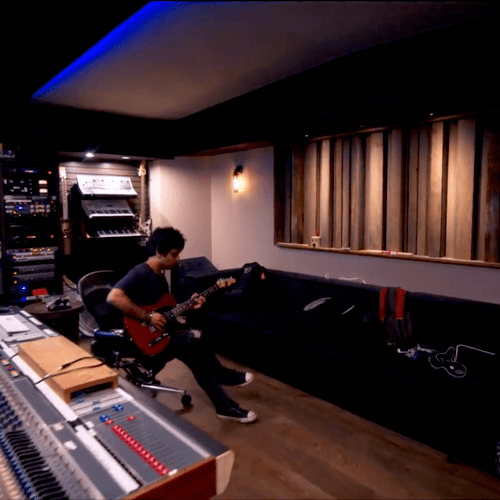 Recording in Travis Barker's studio