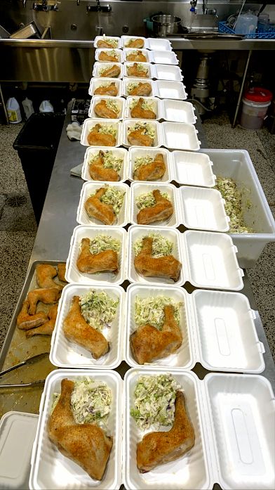 marinated chicken and coleslaw