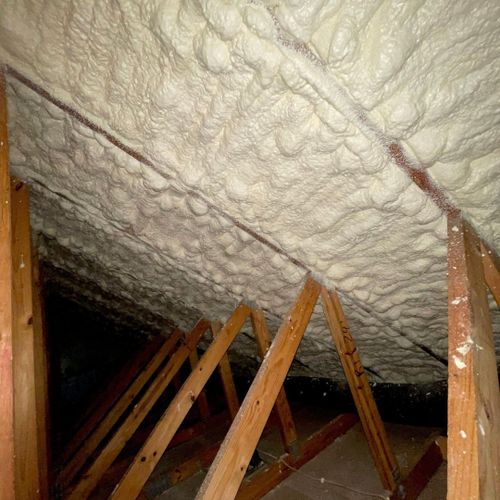Spray foam installation in attic