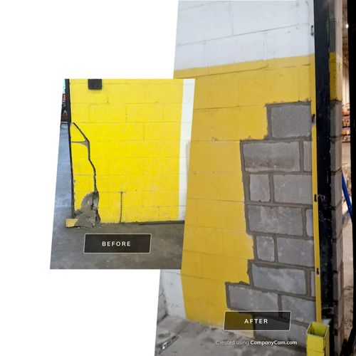 Block Wall Repair Before and After