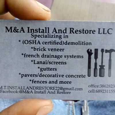 Avatar for M&A INSTALL AND RESTORE LLC