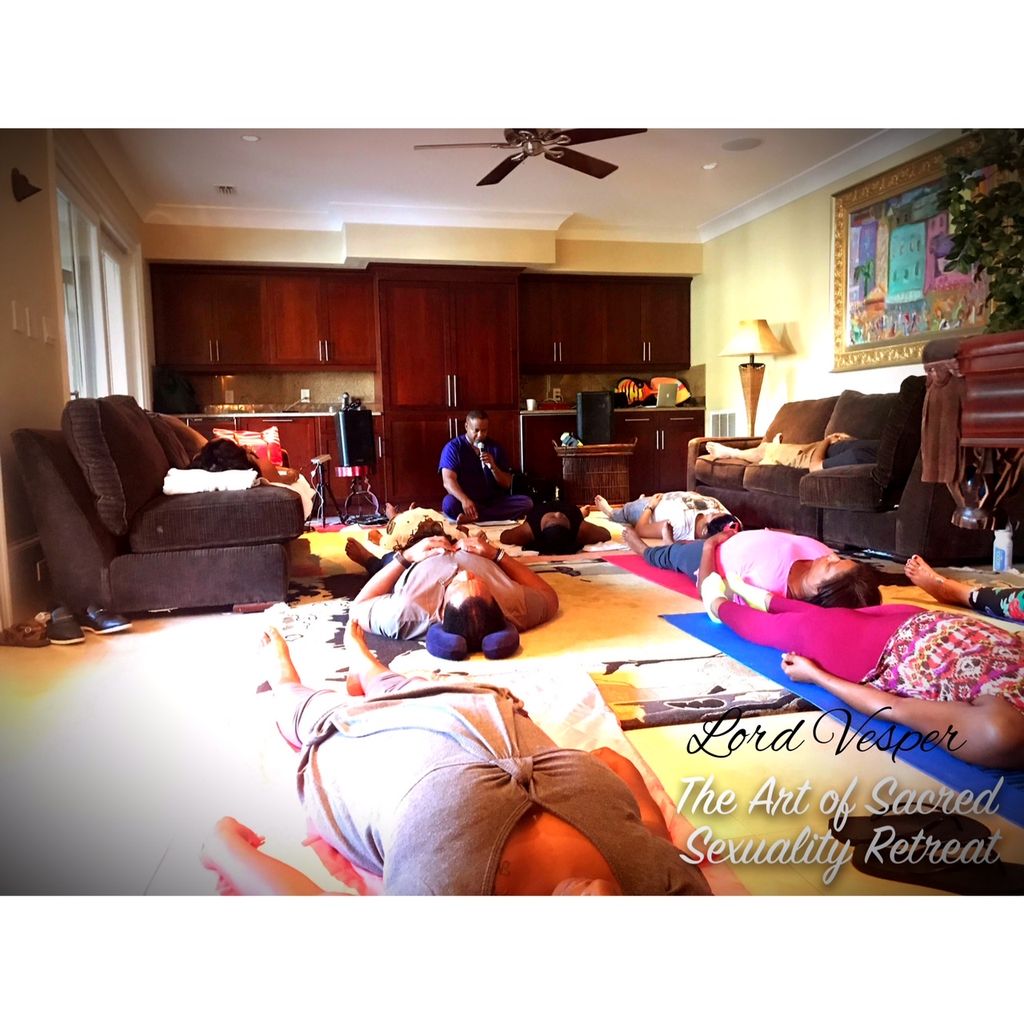 Group chakra meditation at retreat