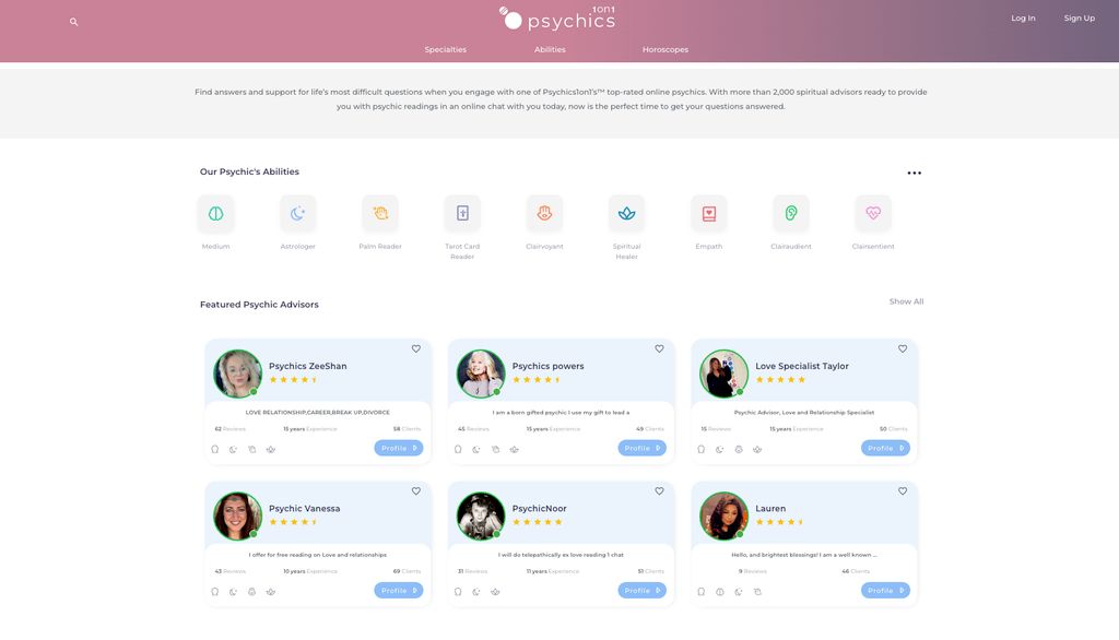 Browse by specialties and abilities to find a psyc