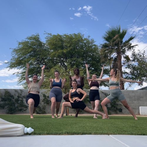 We hired Charity to teach a yoga class while we we