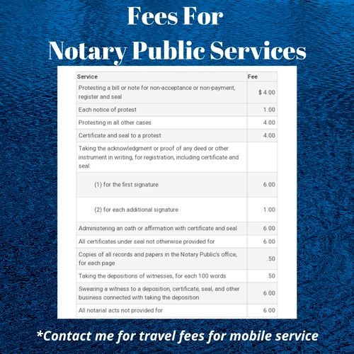 Fees for Notary Services 