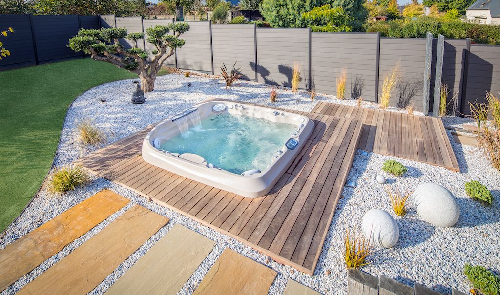 backyard hot tub and spa
