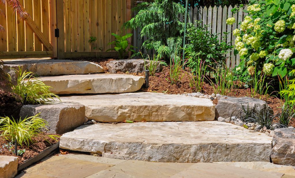 stone steps backyard
