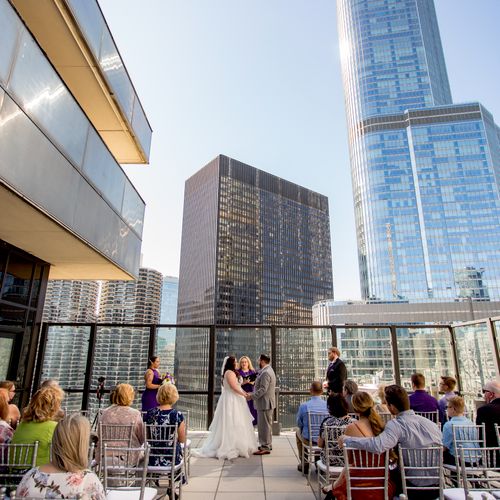 Rooftop wedding ceremony officiant