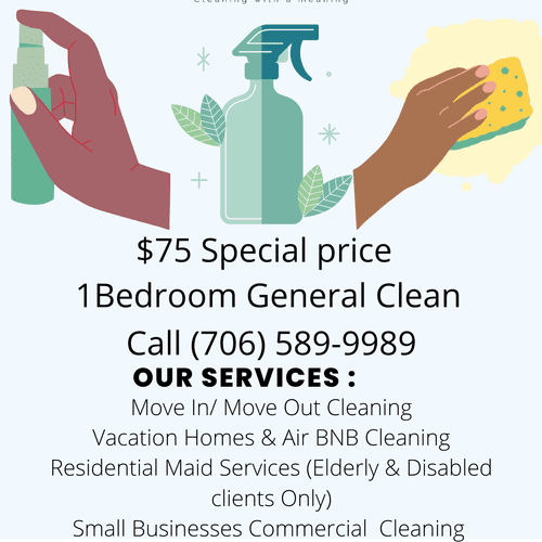  $75 1 Bedroom General Clean 