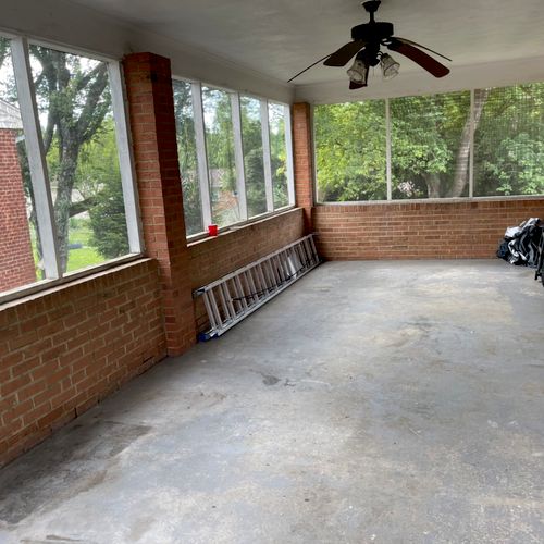 Patio porch clean up after bulk trash was removed 