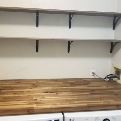 laundry room counter and shelves