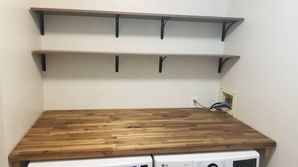 laundry room counter and shelves