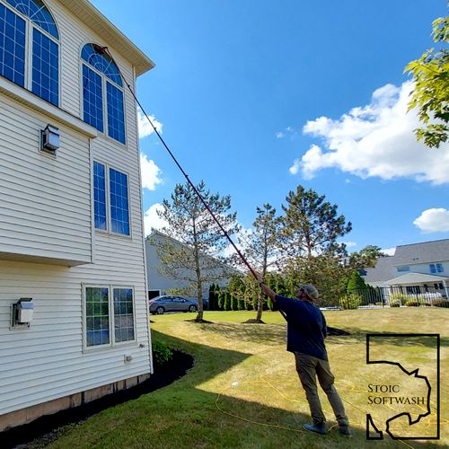 Window Cleaning with Purified Water-Fed Pole
