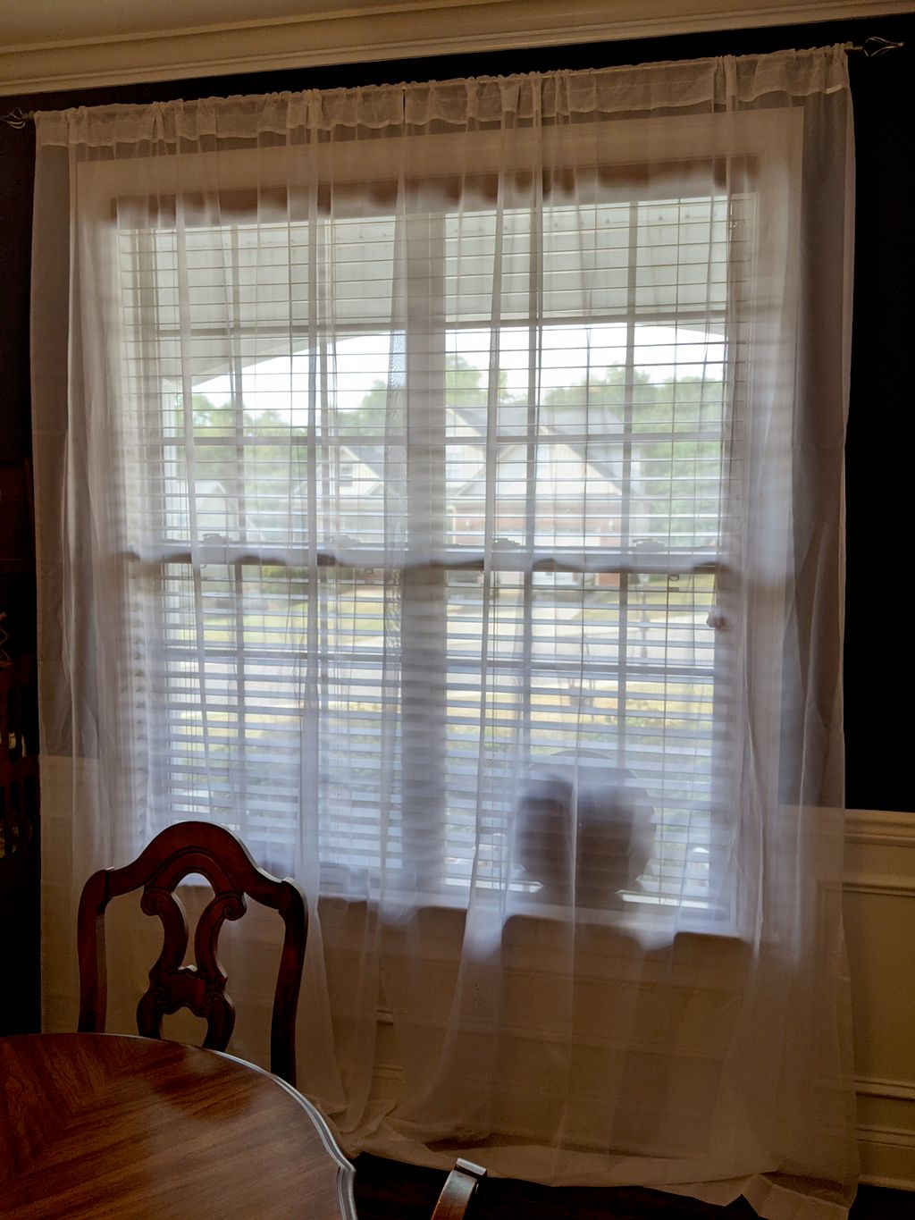 Shear curtain on a rod