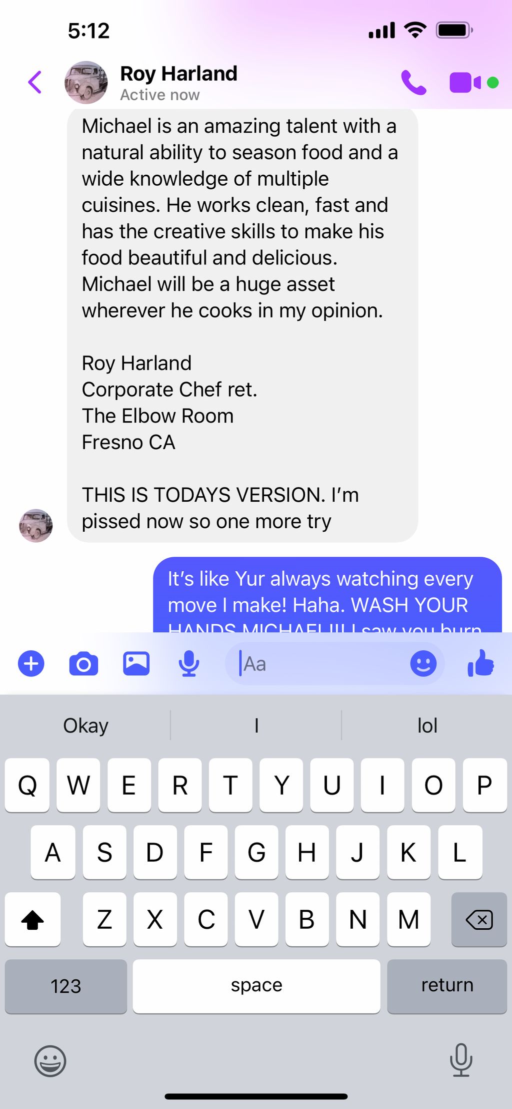 PROFESSIONAL REVIEW FROM SUCCESSFUL CHEF ROY HARLA
