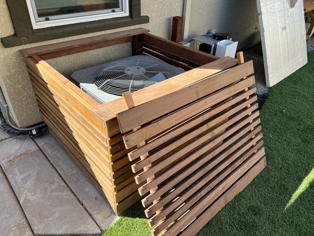 Custom A/C box out of old recycled ipe decking~ 
E