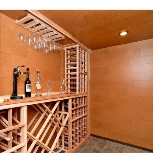 framed room in cork flooring and had a custom wine