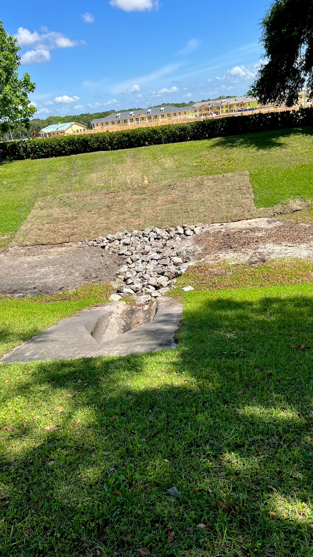 The washout was repaired, filled with fill dirt, c
