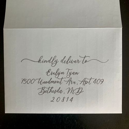 Wedding invitation calligraphy 