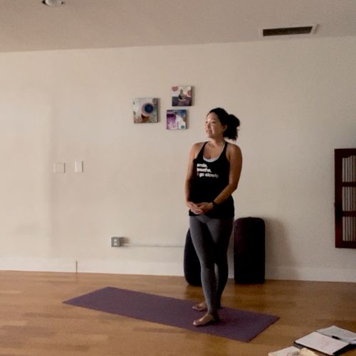 Teaching a yoga workshop