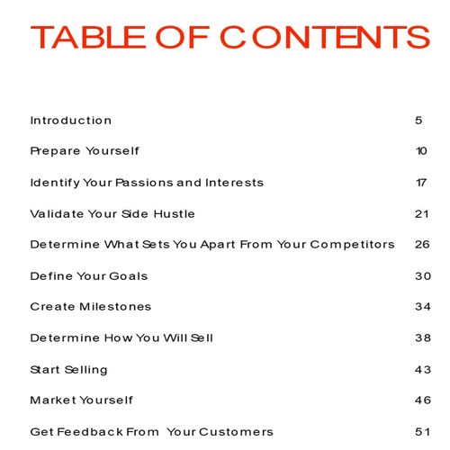 E-Book Passion to Profit (table of content)