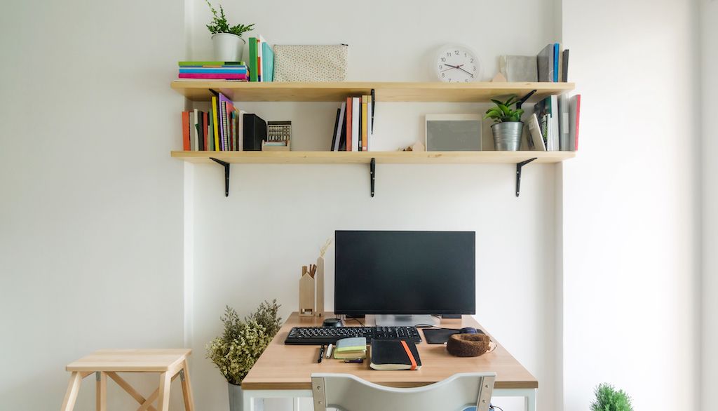 home office wall shelves