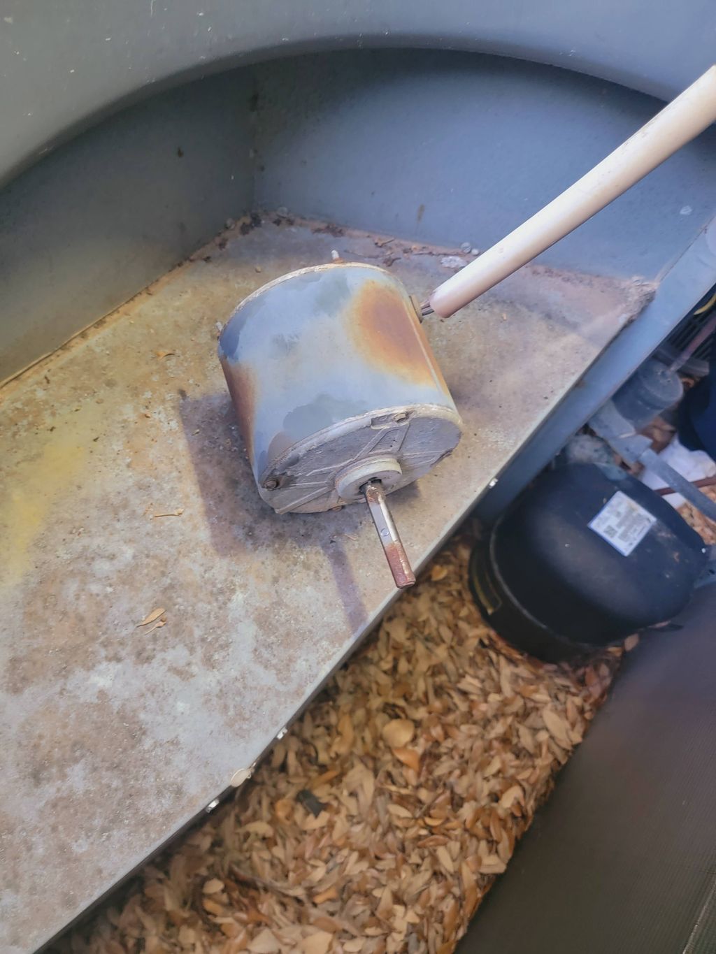 removed old condenser fan motor