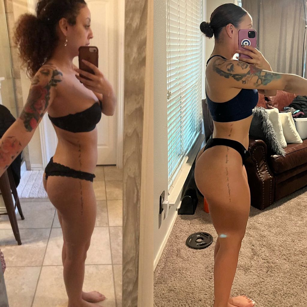Side by side comparison. Same person, different bo