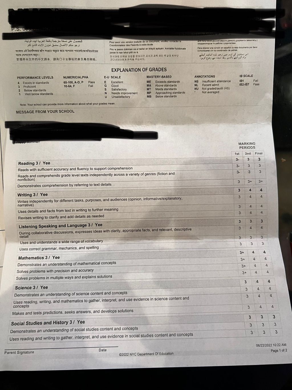 My student made great progress over the course of 
