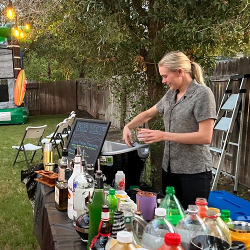 Emily’s bartending at our backyard party was amazi