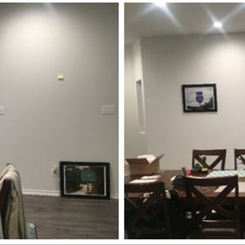 Before and after of picture hangings.