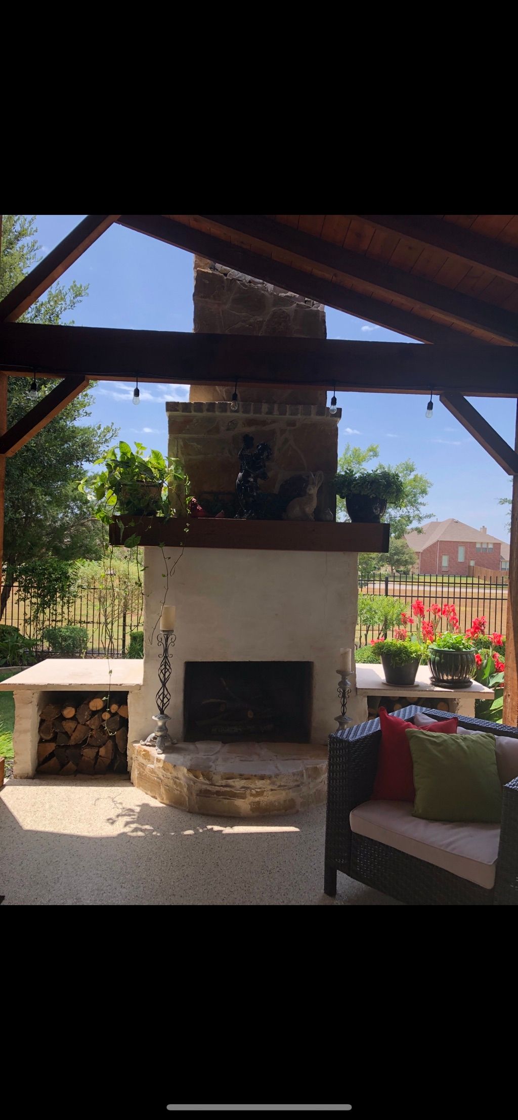 Exterior fireplace demo after 