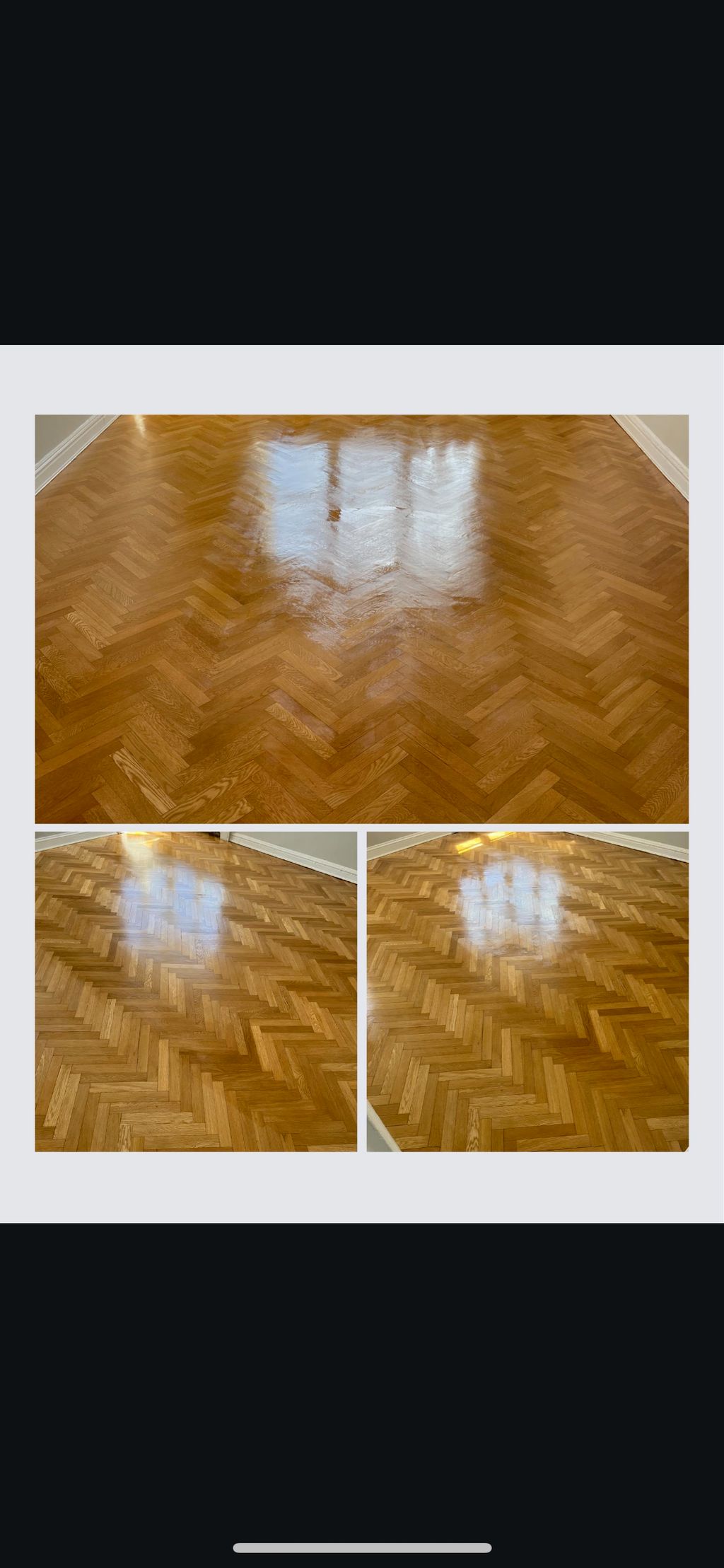 1,006 sqft herringbone. Natural polyurethane ( Sat
