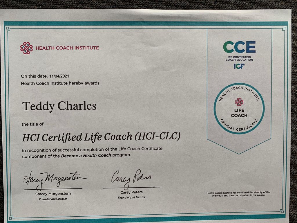 HCI Life Coach certificate