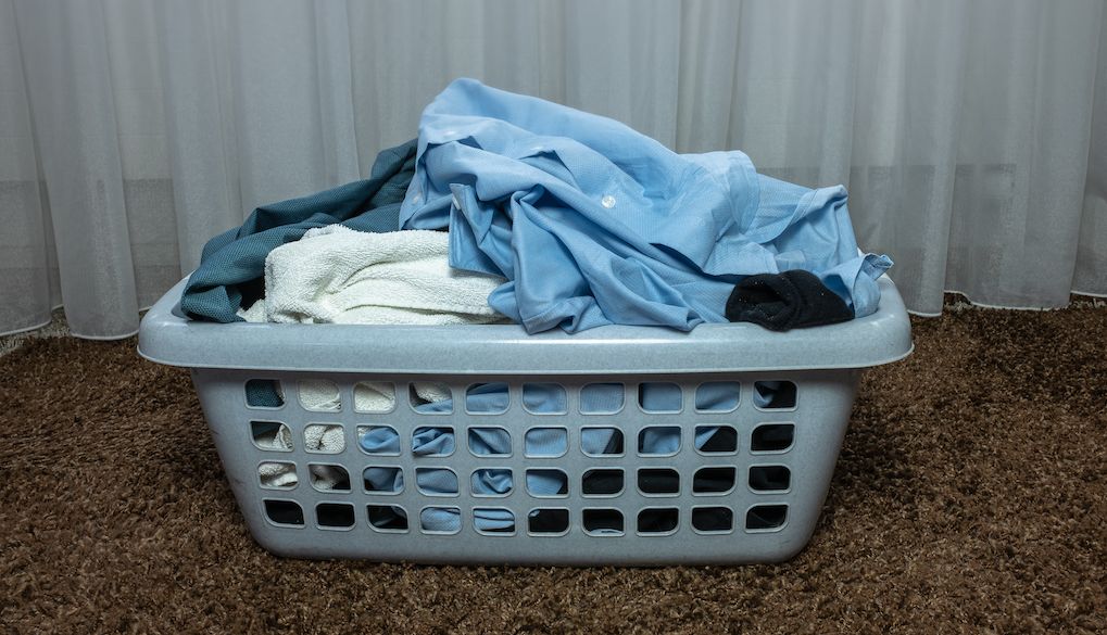 laundry basket with dirty clothes