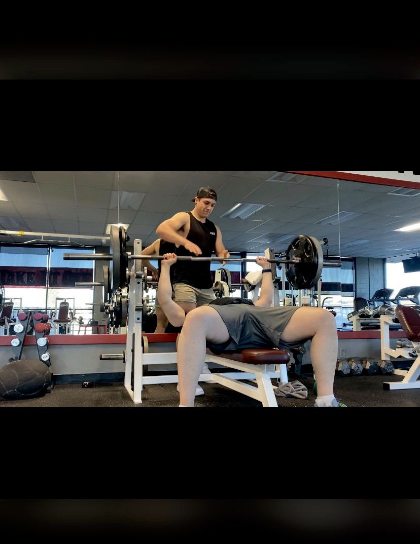 Client Brian hitting 225 on bench for the first ti