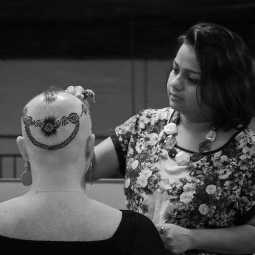 Henna crown for cancer patient