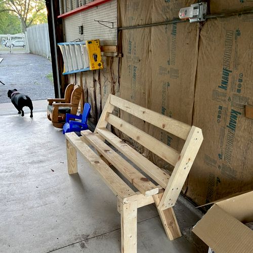 Made this bench in my garage out of remaining 2x4s