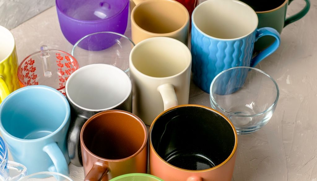 colorful cups and mugs